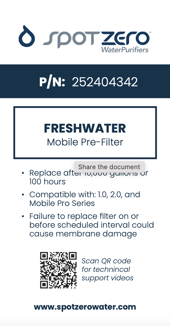 Spot Zero Mobile Pre-Filter