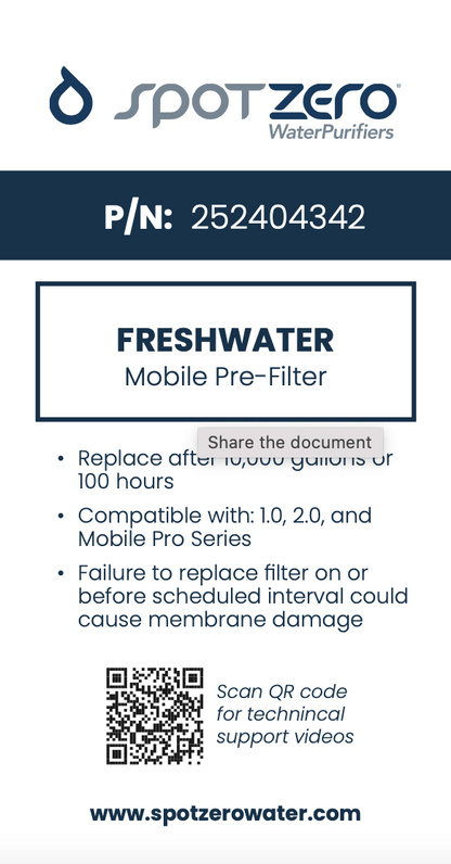 Spot Zero Mobile Pre-Filter